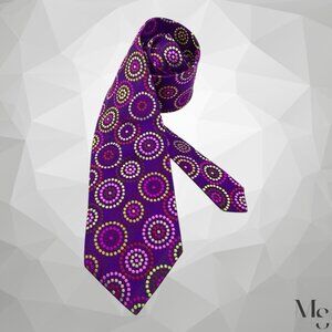 DUCHAMP LONDON Purple Geometric Luxury Silk Tie Hand Made England 60”3.5" NWOT
